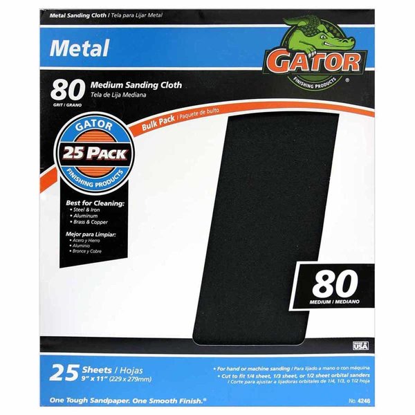 Gator Grit Gator 11 in. L X 9 in. W 80 Grit Emery Waterproof Sandpaper , 25PK 3291